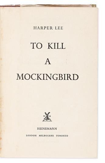 Lee, Harper (1926-2016) To Kill a Mockingbird, Inscribed First British Edition.